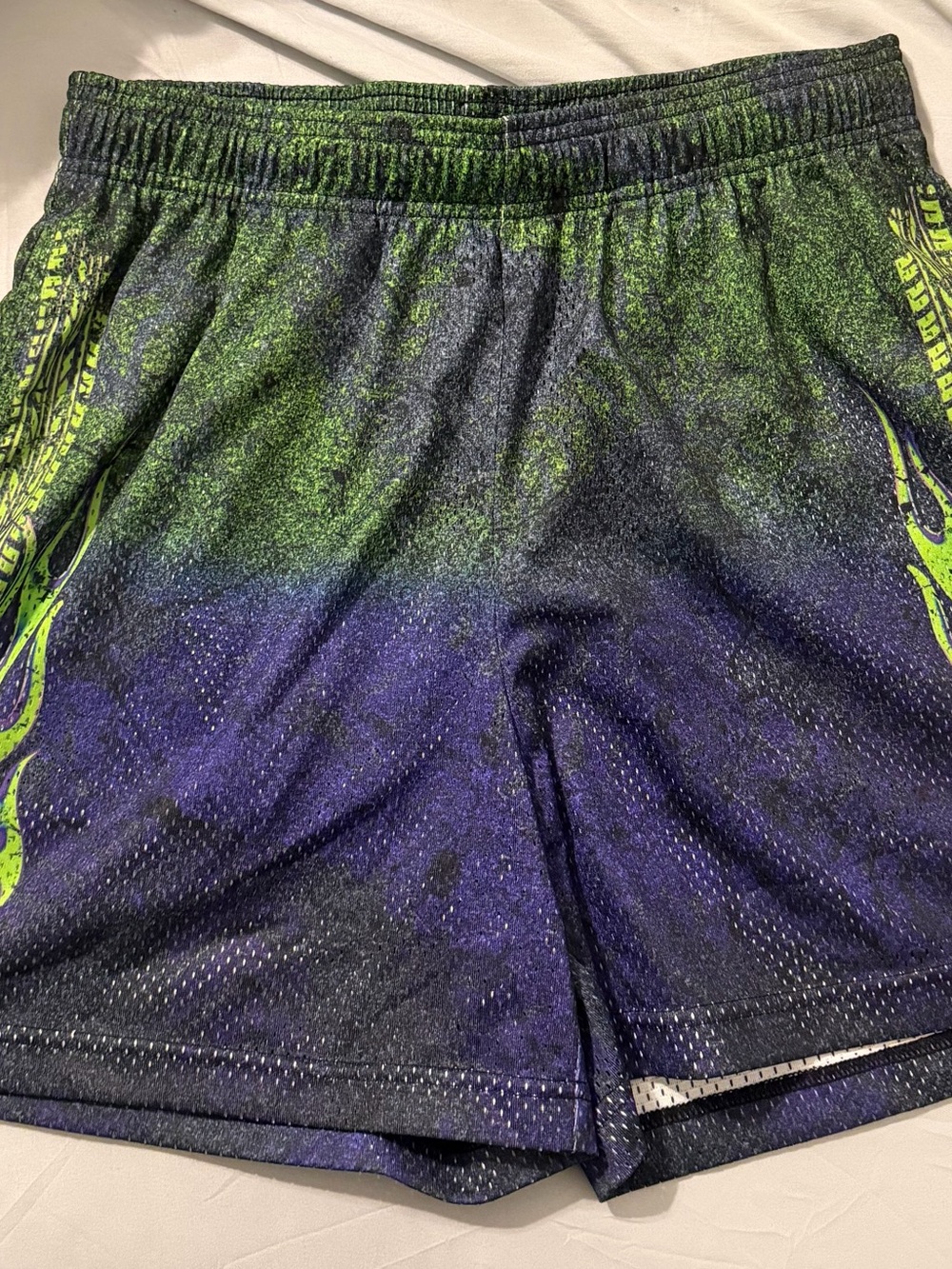 Ethika Green & Purple Athletic Mesh Shorts